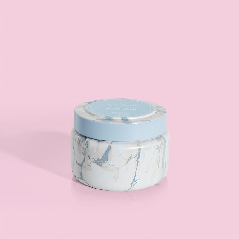 Blue Jean Modern Marble Printed Travel Tin Candle image number 0